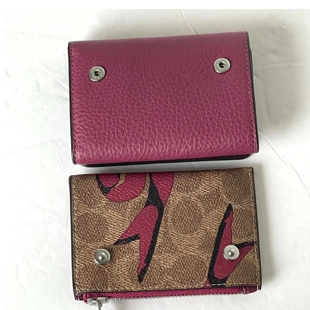 NWT Coach Card Holder Mini Wallet Bow Signature Canvas - Picture 2 of 8